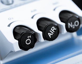 Nitrous oxide, oxygen, and air nozzles on machine